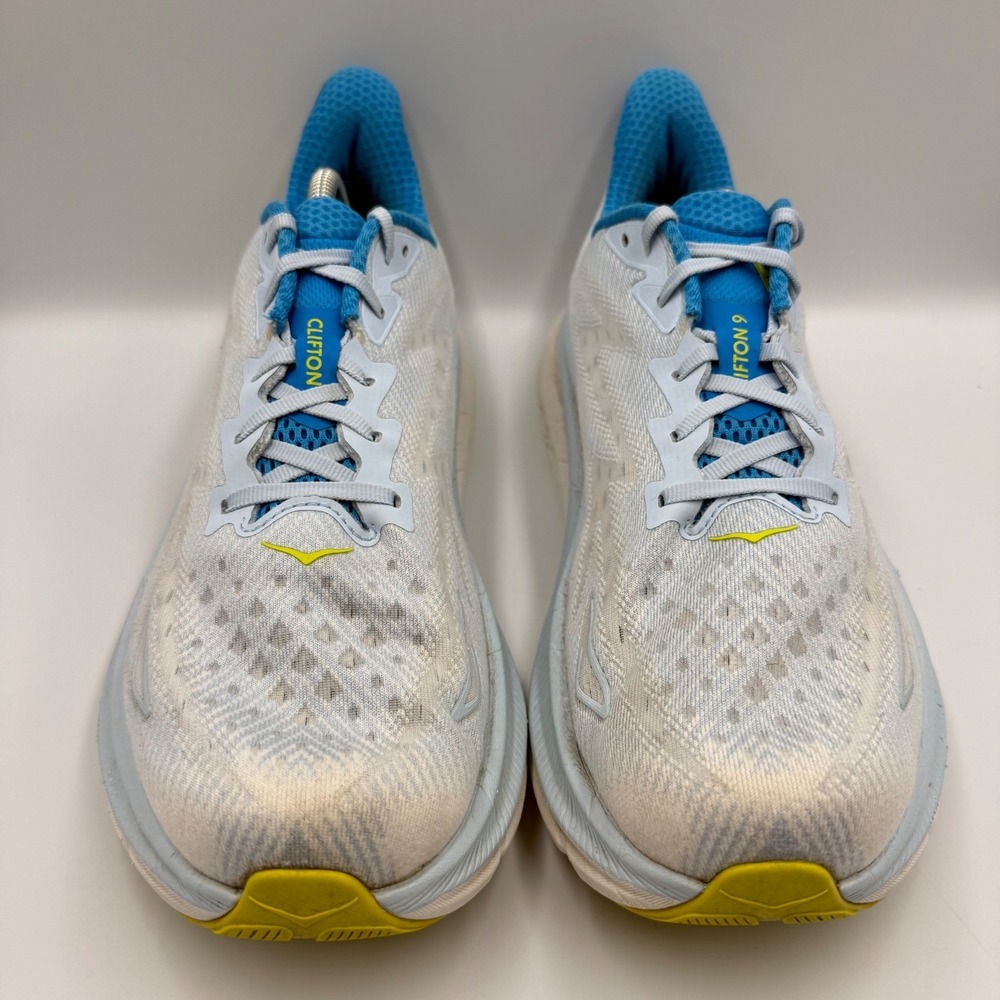 Hoka Clifton 9 Running Shoes White Blue Mens Size 11.5 2E Wide Athletic Sneakers - Picture 6 of 9